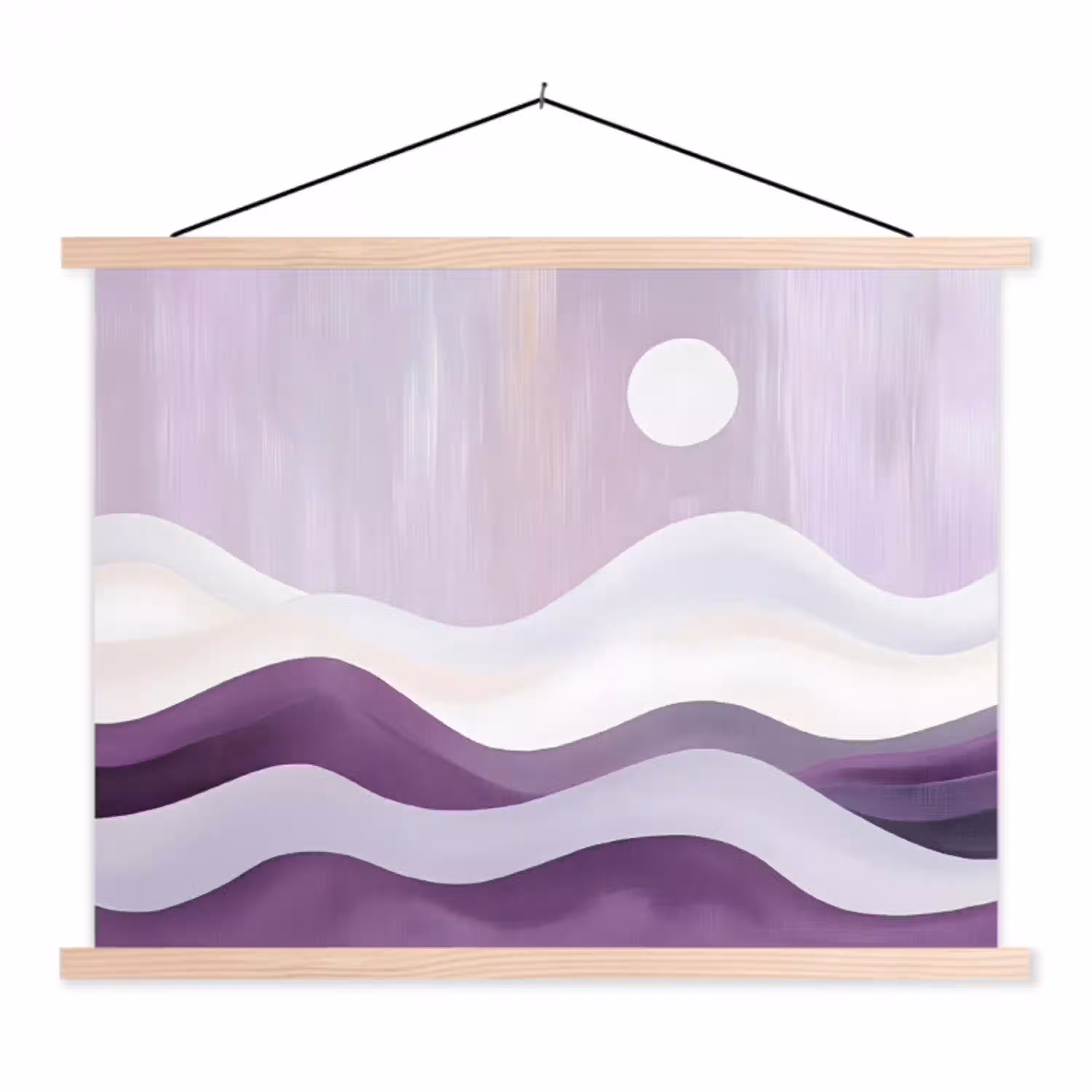 Golven - Heuvels - Abstract - Paars textielposter latten blank klein -3d