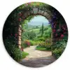 Doorkijk - Landschap - Bloemen - Pad - Uitzicht Wandcirkel plexiglas klein -3d