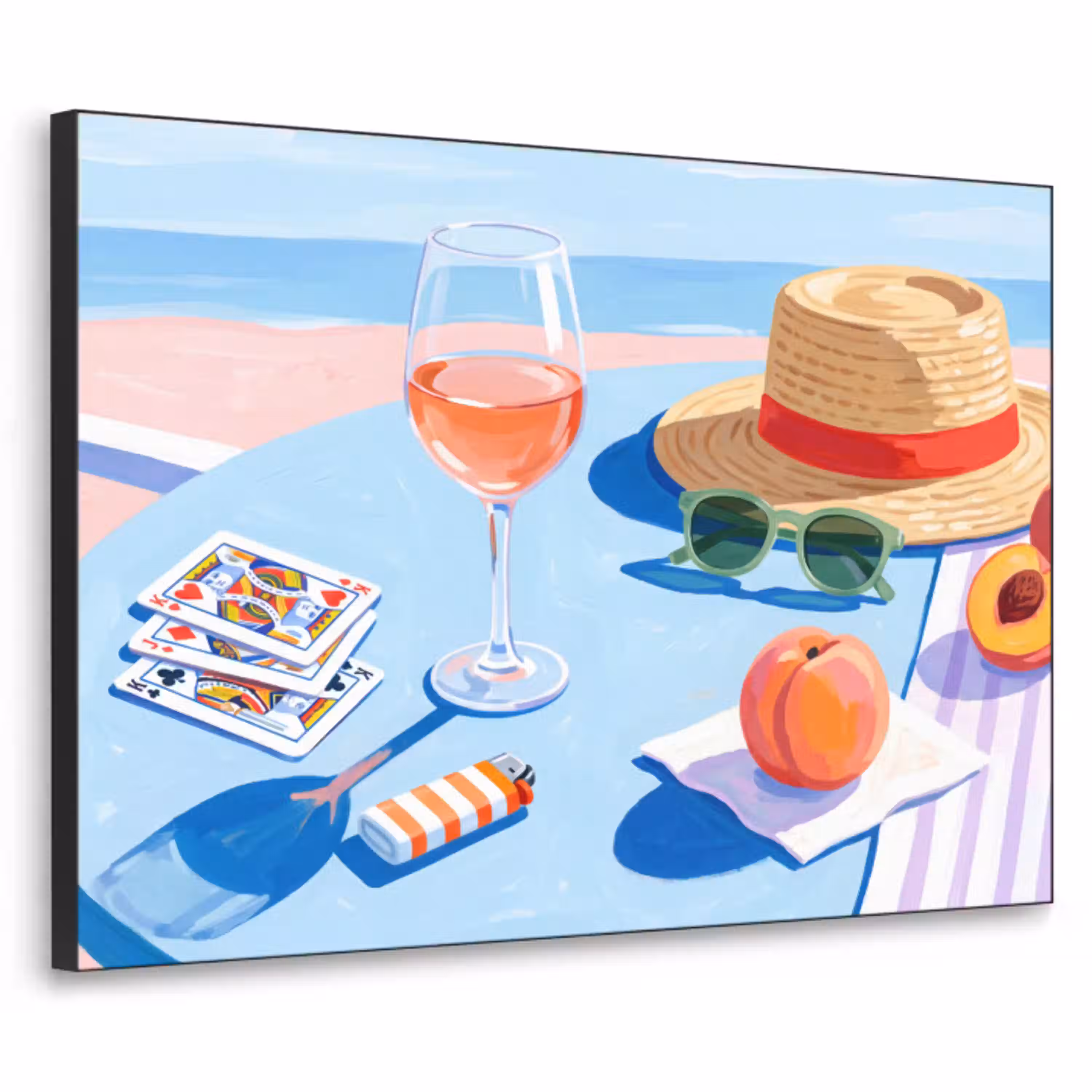 Strand - Picknick - Zomer Textielframe zwart klein -3d