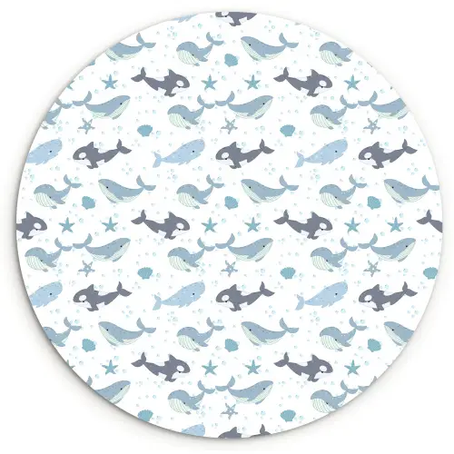 Oceaan - Walvis - Orka - Blauw Wandcirkel kunststof plaat 5mm dik klein 188 -3d
