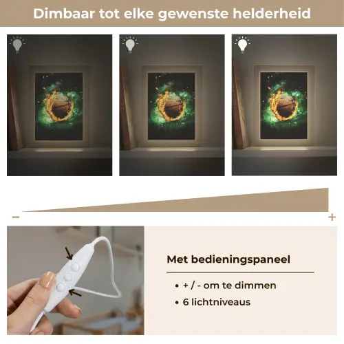 Basketbal - Vuur - Vlammen - Groen Light Box met kabel klein -USP_dimbaarNL