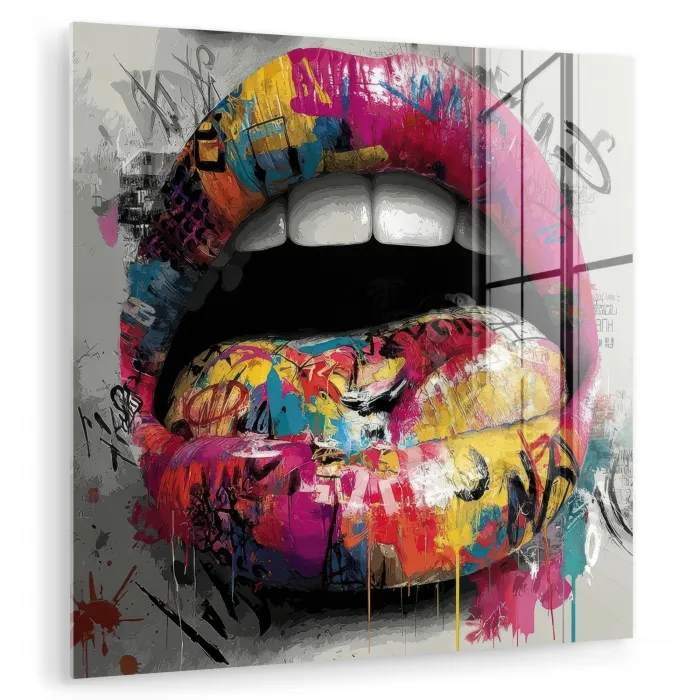 Lippen - Graffiti - Expressief plexiglas 5mm klein -zzzproduct_nieuw