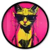 Kat - Art - Zonnebril - Roze Fotolijst rond zonder passe partout klein -3d