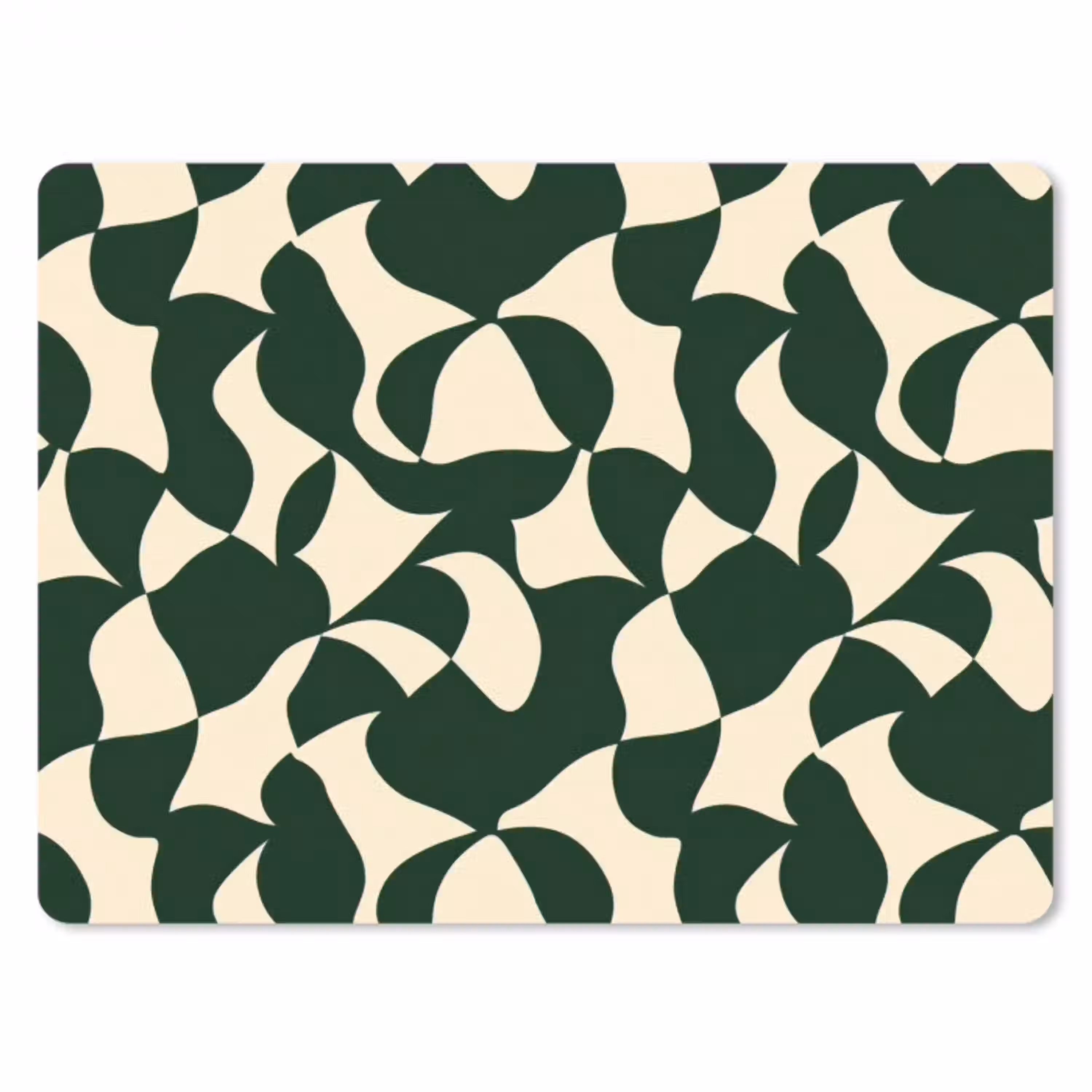 Groen - Organische vlakken - Crème muismat rubber klein 262 -3d