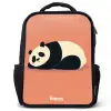 Panda - Slapen - Oranje Rugzak - Zwart middel -3d