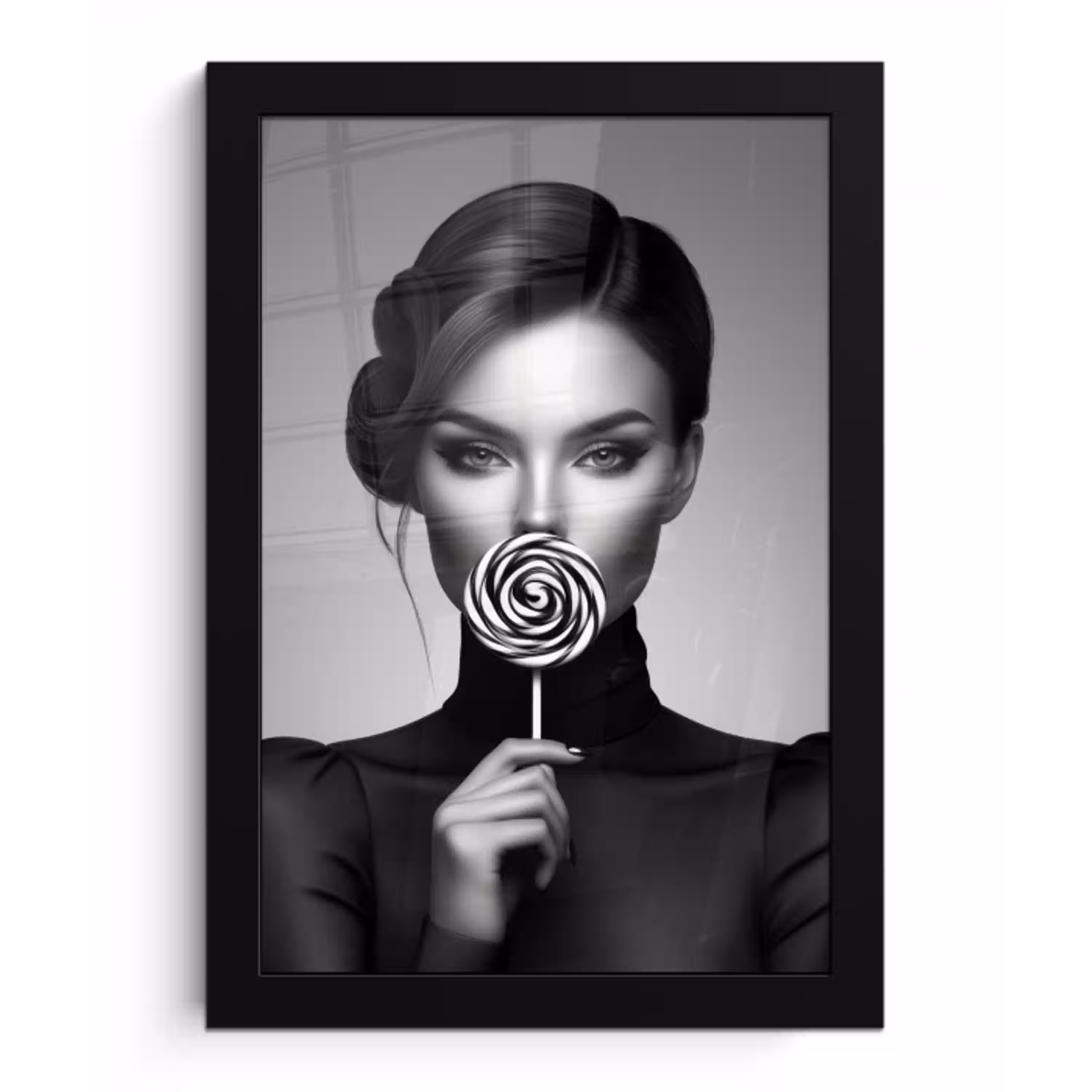 Vrouw - Lolly - Zwart fotolijst zwart zonder passe partout klein -3d