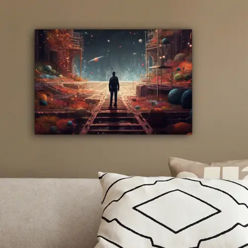 Buitenaards - Astronaut - Planeten - Ruimte canvas 2cm klein -sfeer3