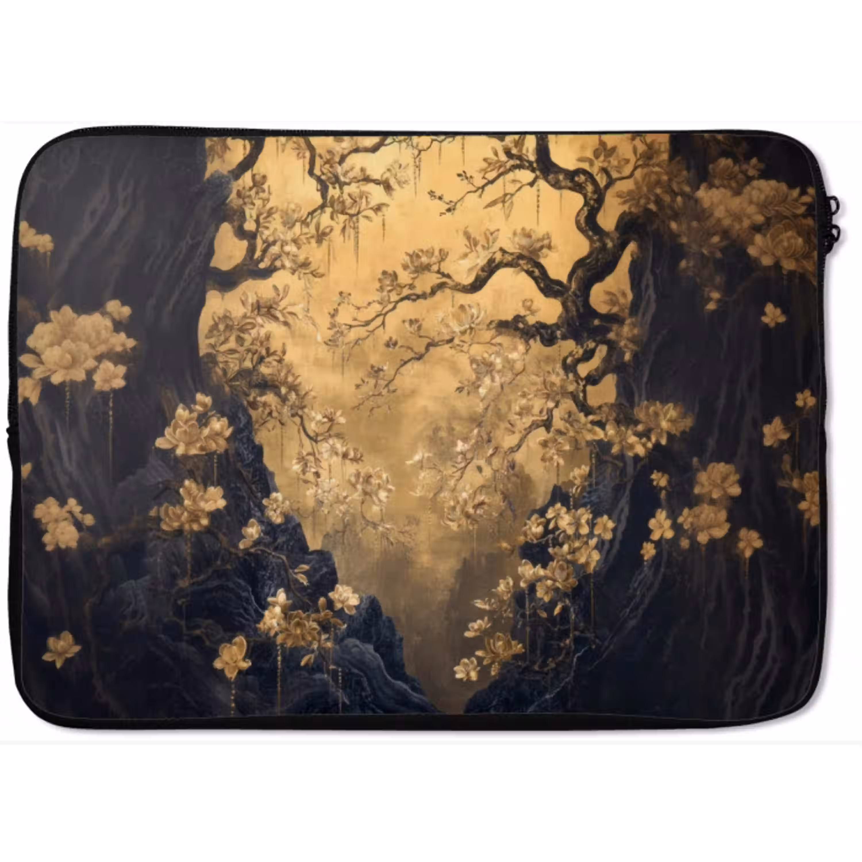 Bloemen - Takken - Goud - Sierlijk laptophoes neopreen klein -zkaufland3dotto