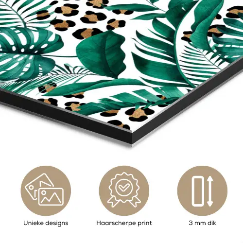 Palmblad - Panterprint - Tropical aluminium wit klein -closeup_NL