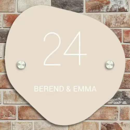 Effen - Beige - Klassiek Naambord Organisch middel -sfeer10