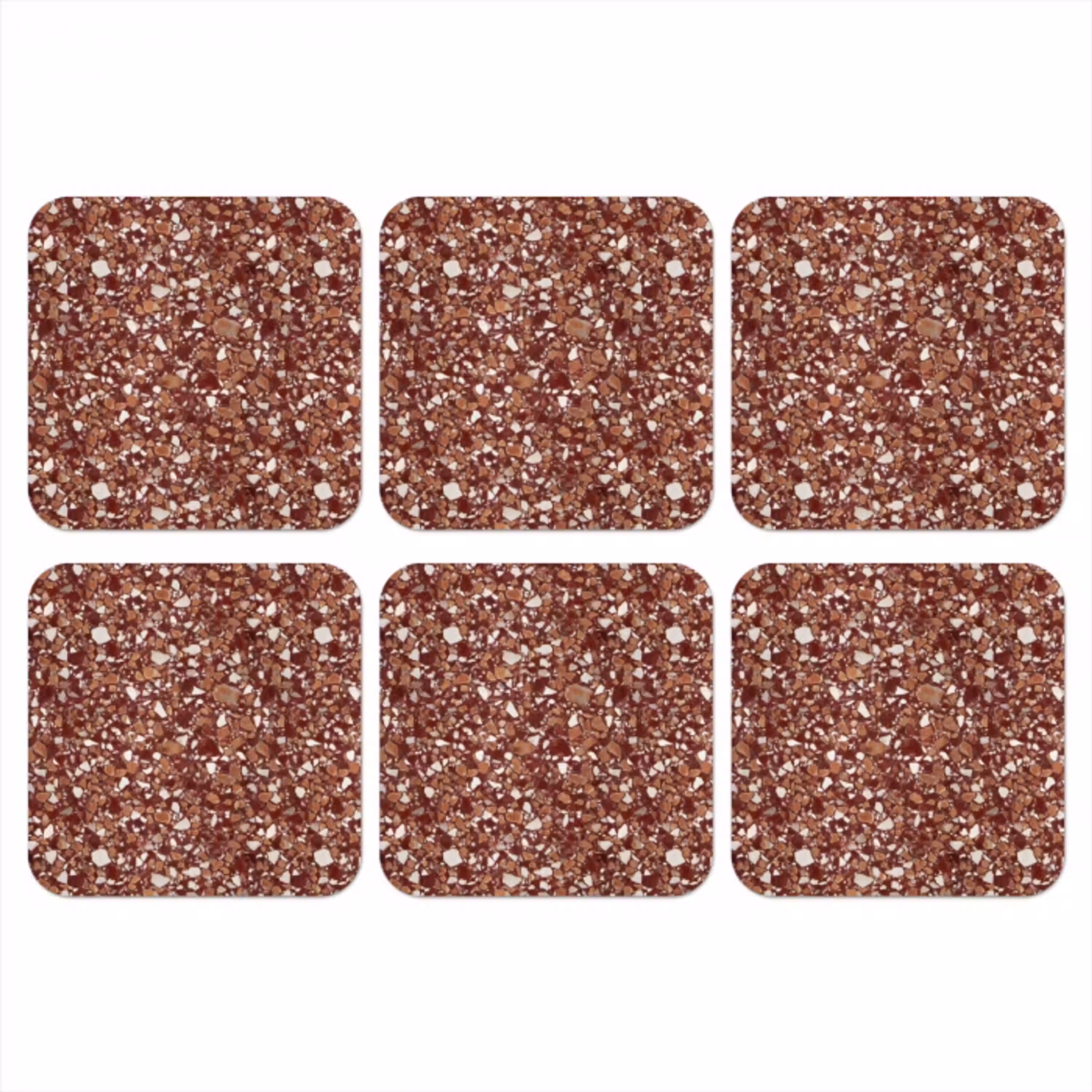Terrazzo - Patroon - Steentextuur - Roodbruin onderzetter kurk middel 366 -3d