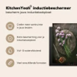 Bieslook Bloesem en Antieke Keukenwaren Inductie beschermer vinyl 3mm middel -sfeer2