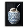 Kokosnoot - Eten - Delfts blauw - Drinken fotolijst zwart zonder passe partout klein -3d