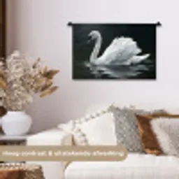 Zwaan - Water - Natuur - Realistisch - Wit Wandkleed katoen klein -sfeer1
