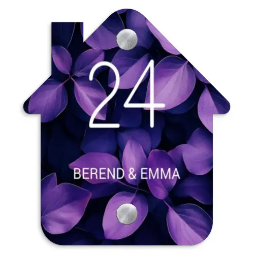 Paarse bladeren - Klassiek Naambord Huisje klein -3d