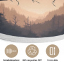 Beren - Bomen - Landschap - Zonsondergang Akoestische PET Vilt - Rond klein -closeup_DE