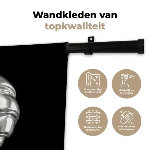 Croissant - Metaal - Zilver Wandkleed katoen klein -sfeer2