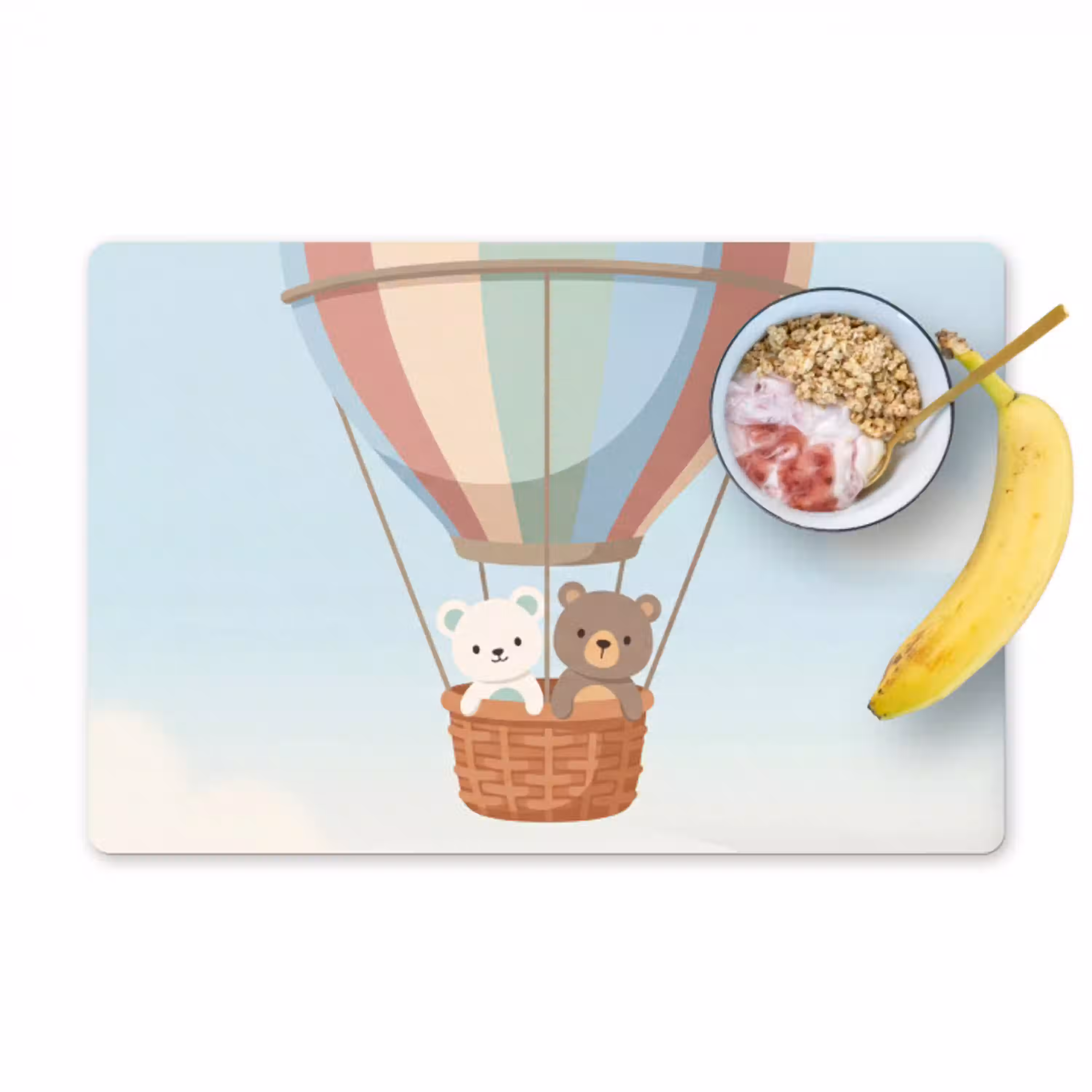 Luchtballon - Beren - Pastel Placemat vinyl groot -zzzproduct_Kitchenyeah-website