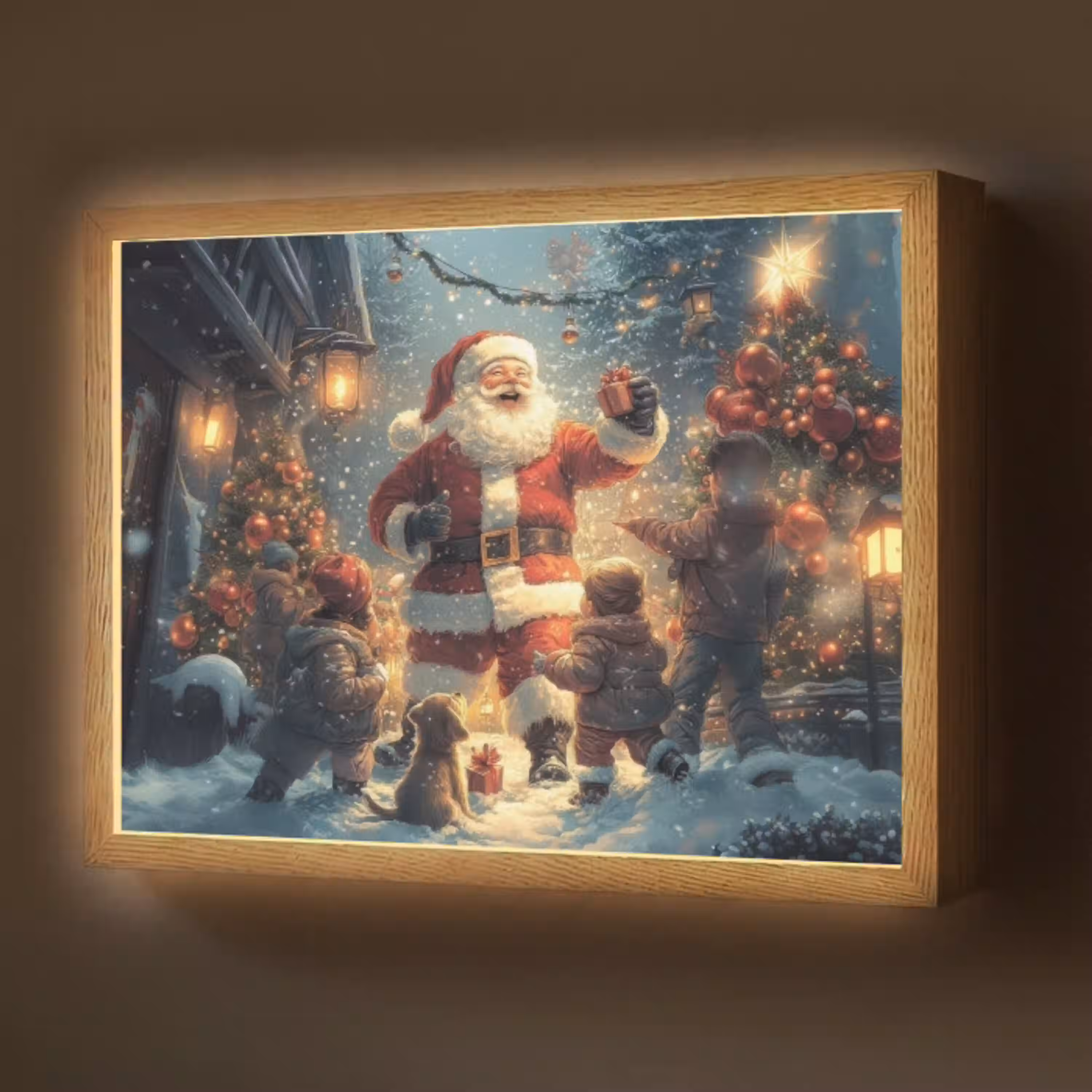 Kerstvreugde - Sneeuw - Kleurrijk Light Box met batterij (Wandlamp) middel -z3d_website