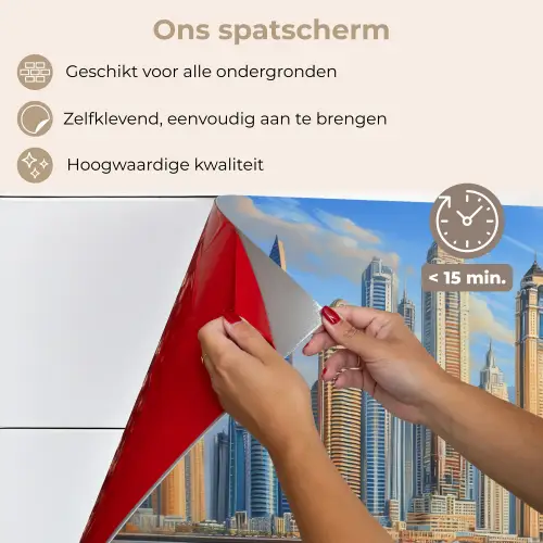 Skyline - Wolkenkrabbers - Water - Blauw keuken achterwand spatscherm klein -spatscherm_NL