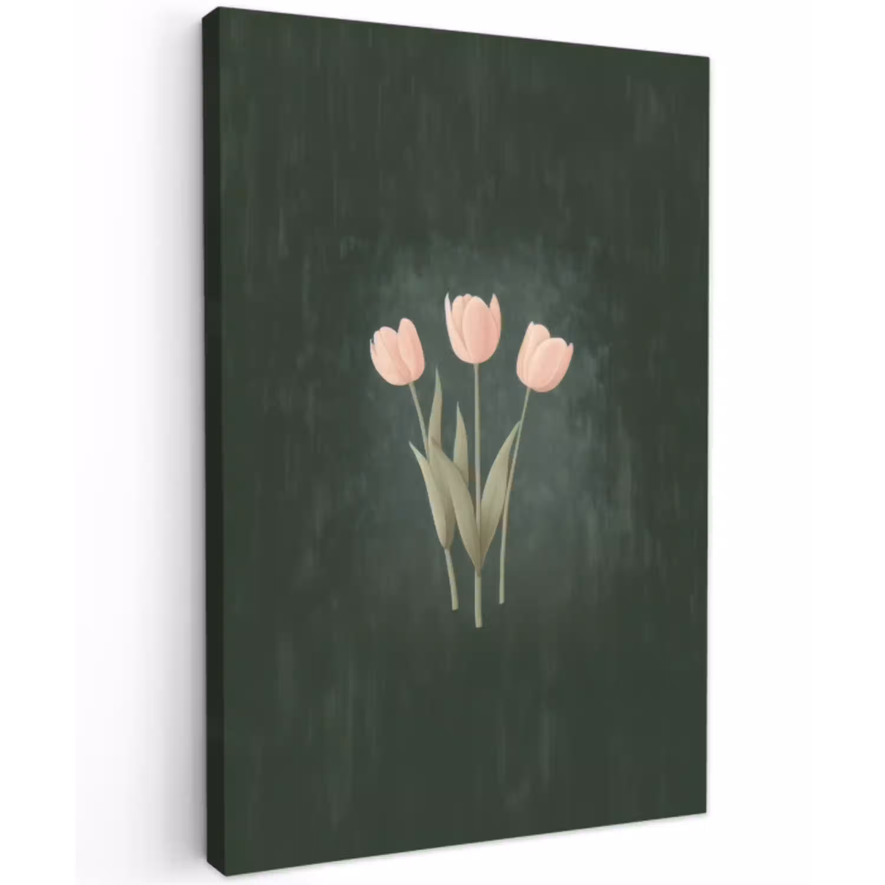 Tulpen - Liefde - Donkergroen Tuinposter op houten frame 2 cm dik middel -3d