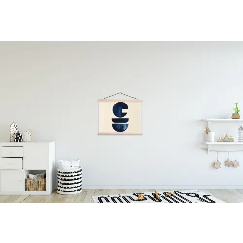 Vormen - Blauw - Abstract textielposter latten blank klein -kinderkamer
