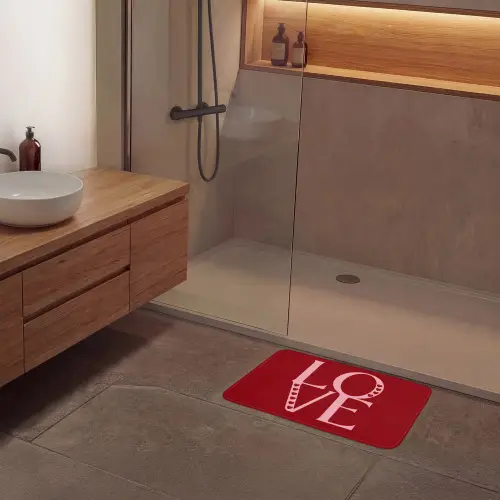 Love - Rood - Hatjes Badmat klein -sfeer2