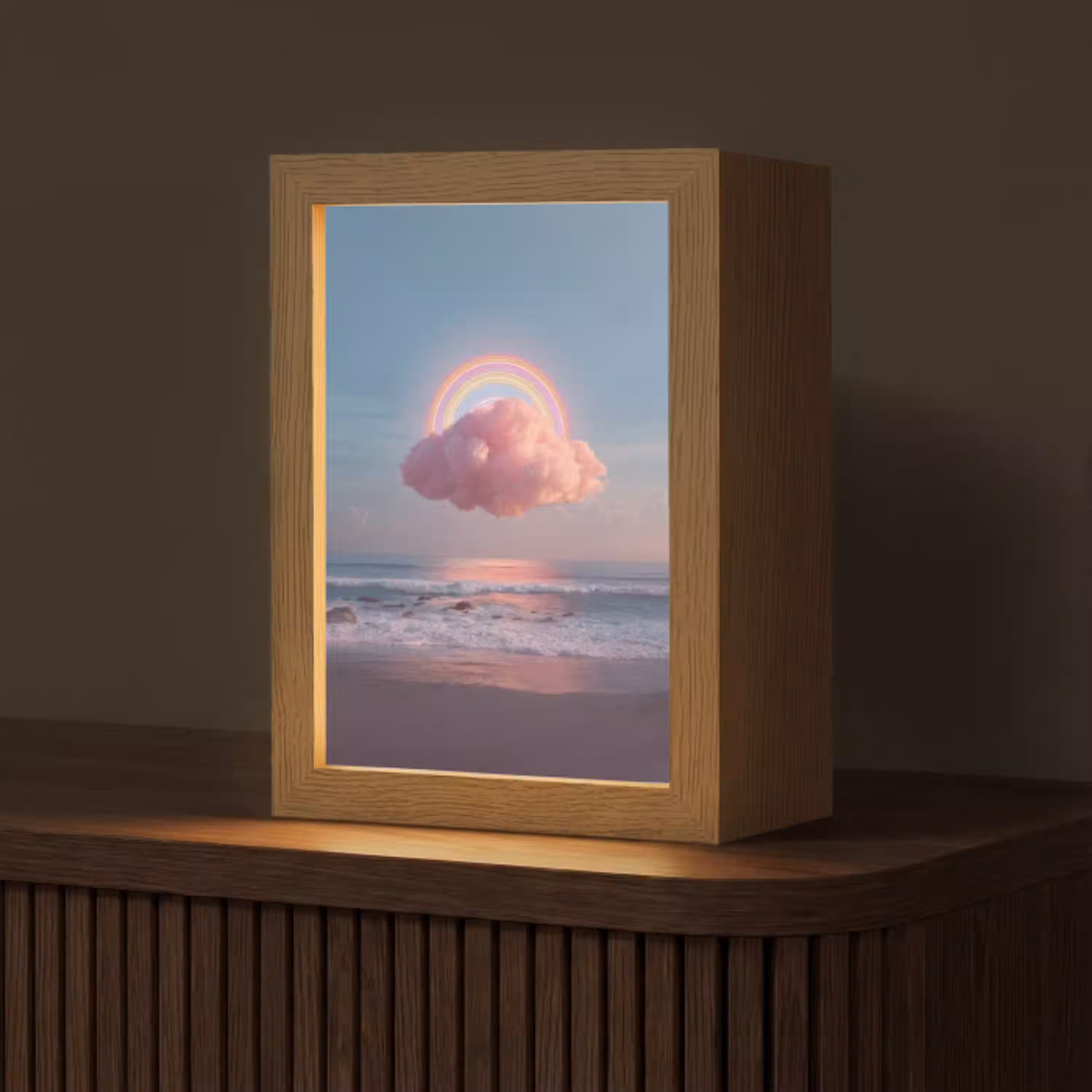 Wolk - Regenboog - Zee Light Box met kabel (Tafellamp) klein -z3d_website