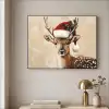Kerst - Hert - Gewei - Rood Textielframe zwart klein -sfeer2
