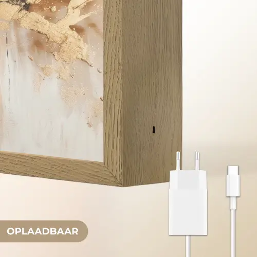 Modern - Bruin - Abstract - Beige Light Box met batterij (Wandlamp) middel -USP_websiteoplaadbaarNL