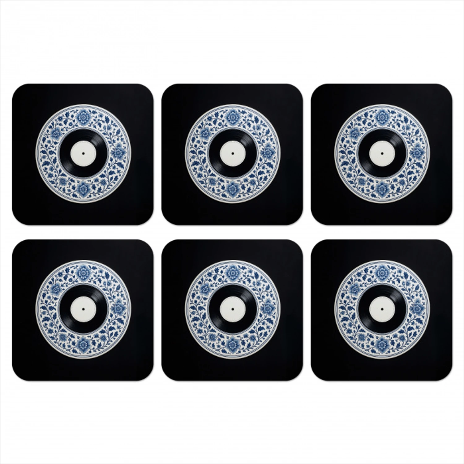 Vinyl - LP - Delfts Blauw - Muziek onderzetter kurk middel -3d