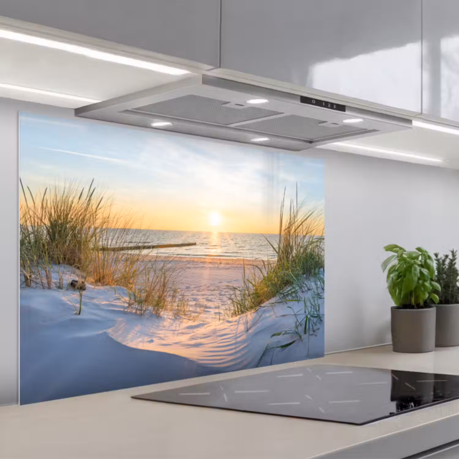 Spritzschutz Küche - Strand - Sonne - Düne - Gras - Sand - Horizont