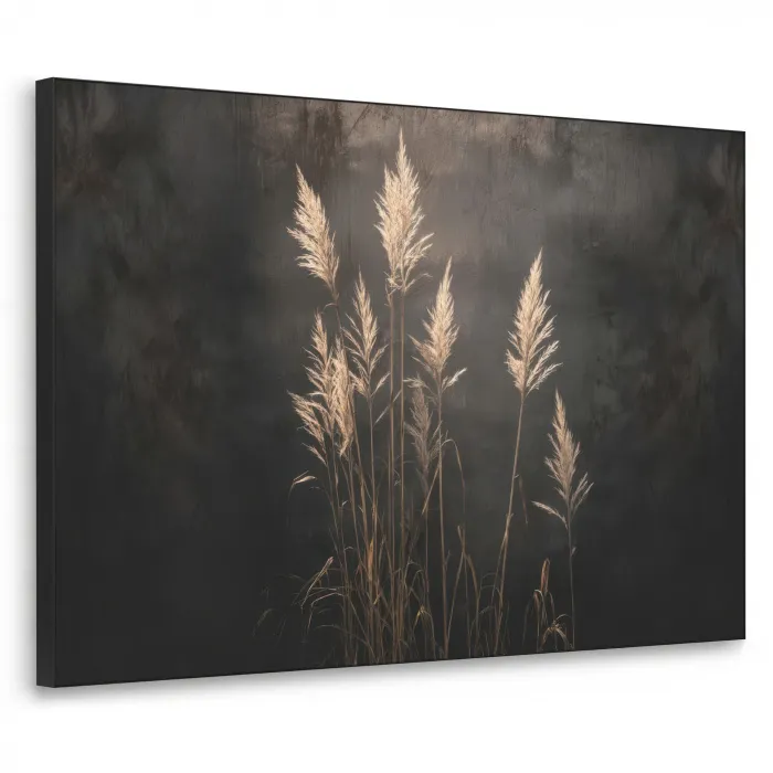 Siergras - Pluimen - Verlichting - Zwart Textielframe - compleet frame klein -3d