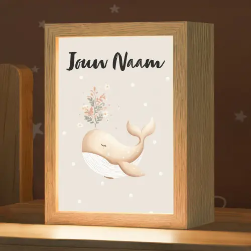 Minimalistisch - Walvis - Bloemen - Stippen Light Box met kabel (Kinderlampje) klein -zzz_3d_website