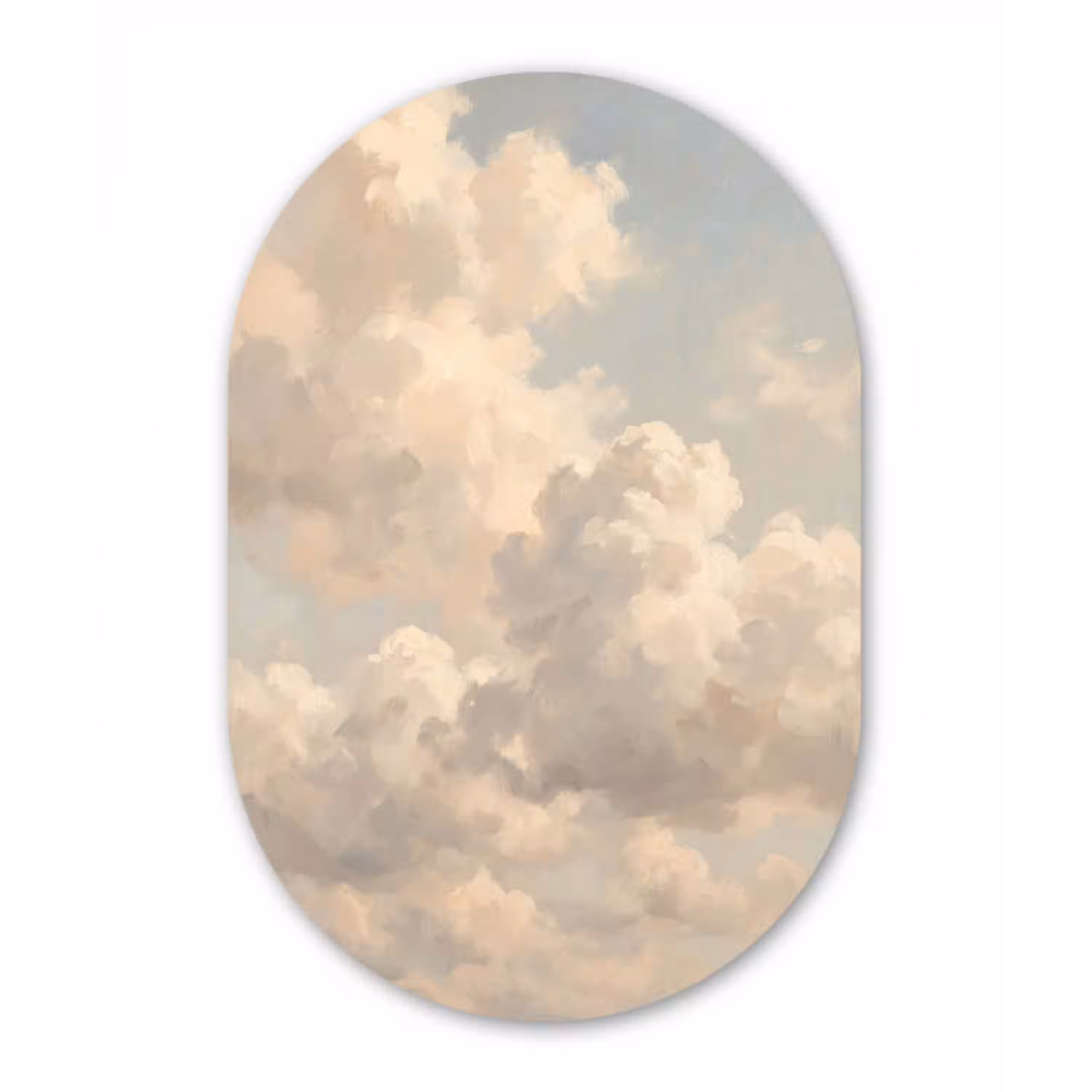 Wolken - Zacht - Natuur - Klassiek - Beige Wandcirkel Ovaal Aluminium middel -3d