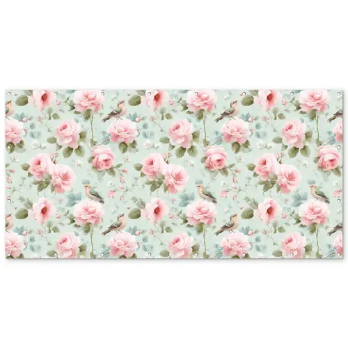 Rozen - Vogels - Pastel - Kleurrijk Balkonbeschermer Duitsland klein 596 -zz_3d