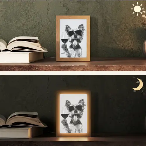 Hondje - Wijnglas - Zonnebril - Enthousiast Light Box met kabel (Tafellamp) klein -sfeer3