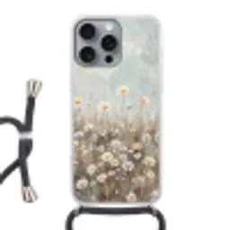 Madelief - Illustratie - Wit Hoesje iPhone 16 Pro Max met koord klein -3d