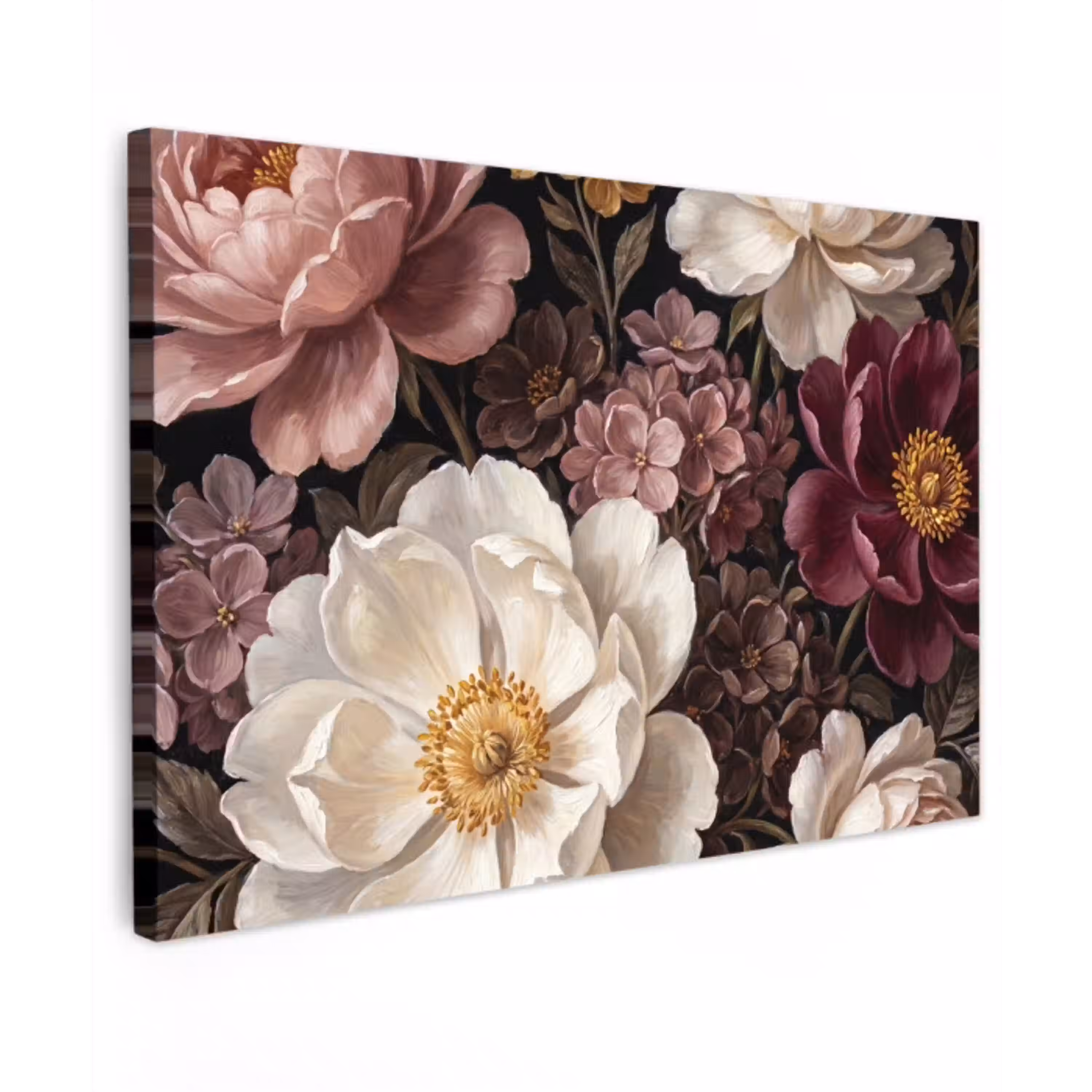 Bloemen - Boeket - Klassiek - Donker - Rood canvas 2cm klein -z3d