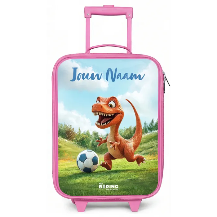 Voetbal - Dino - Sport Kinderkoffer - Roze klein -zz3dotto
