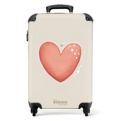 Rood hart op een beige achtergrond NBS - Handbagage koffer - Volwassenen Unisex middel -productfoto_recht