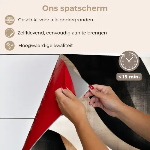 Abstract - Golven - Zwart - Verweerd keuken achterwand spatscherm klein -spatscherm_NL