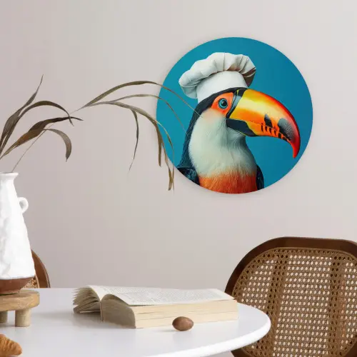 Toekan - Papegaai - Vogel - Koksmuts Wandcirkel plexiglas klein -sfeer4