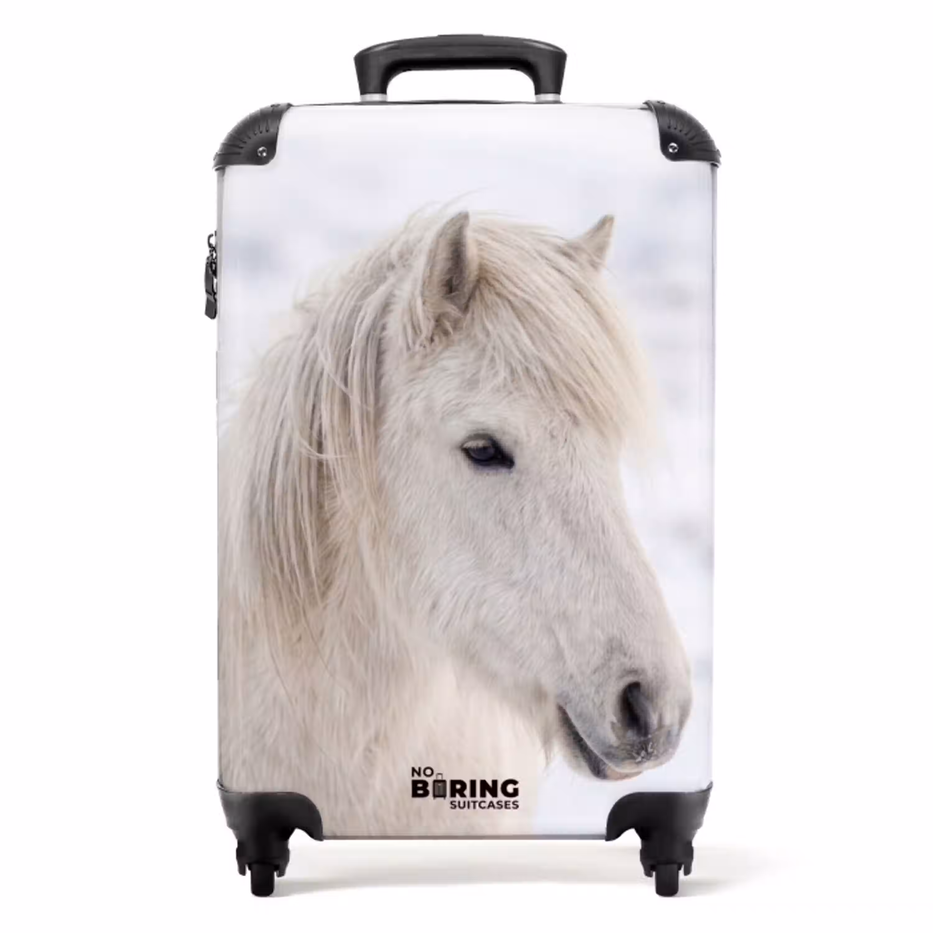 Paard - Kop - Winter - Dieren - Wit NBS - Handbagage koffer - Volwassenen Unisex middel -productfoto_recht