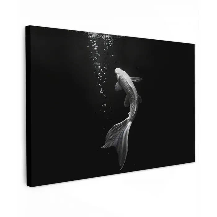 Koi - Vis - Wit - Zwart canvas 2cm klein -z3d