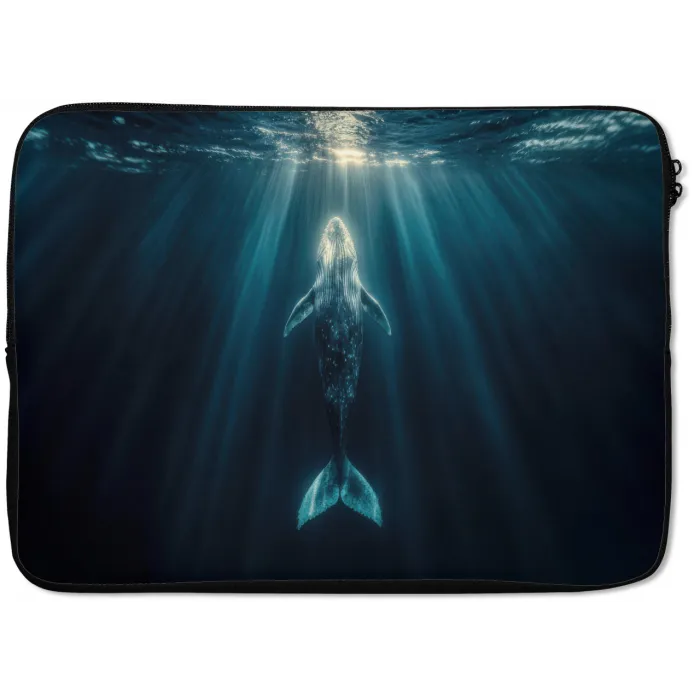 Walvis - Water - Zonnestralen - Blauw laptophoes neopreen klein -zkaufland3dotto