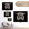 Schotse hooglander - Goud - Hoorns - Zwart wit - Koe - Dieren tuinposter los doek klein -Xsfeer9_DE