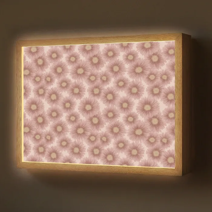 Gerbera - Bloemen - Roze Light Box met batterij (Wandlamp) middel 907 -z3d_website
