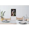 Meisje met de parel - Johannes Vermeer - Bloemen - Rood Muursticker klein -eettafel