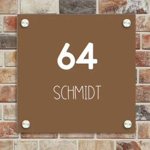Bruin- Modern Naambord Vierkant klein -sfeer2